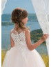 Ivory Lace Tulle Button Back Flower Girl Dress